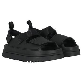 Black Chunky Logo Sandals 