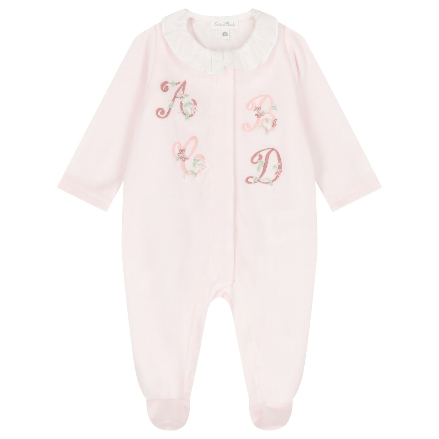 Baby Girls Pink Embroidered Floral Babygrow, 3, hi-res