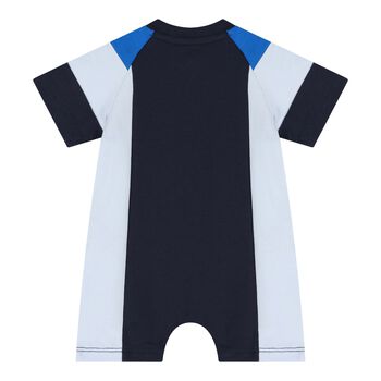 Baby Boys Navy Blue Logo Romper