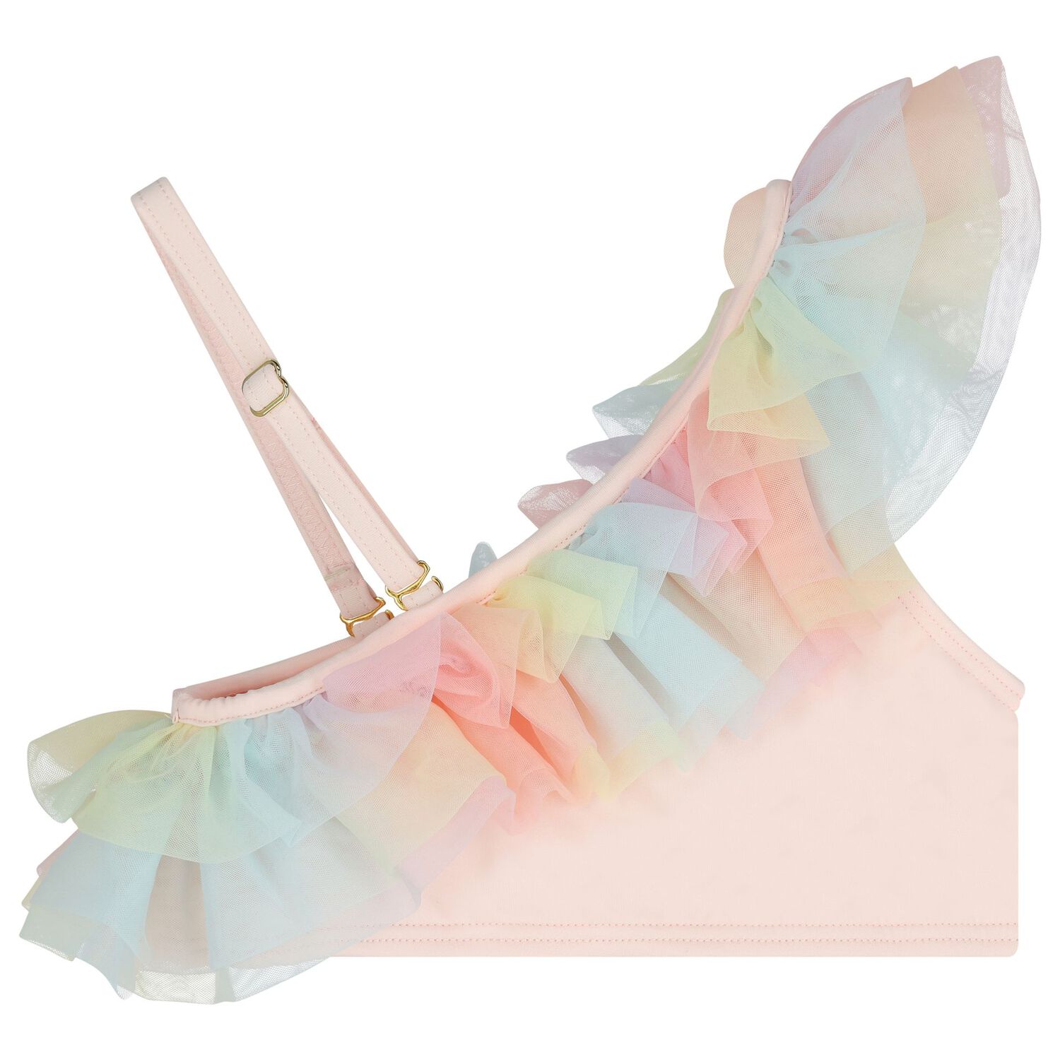 Girls Pink Ruffled Tulle Bikini, 1, hi-res