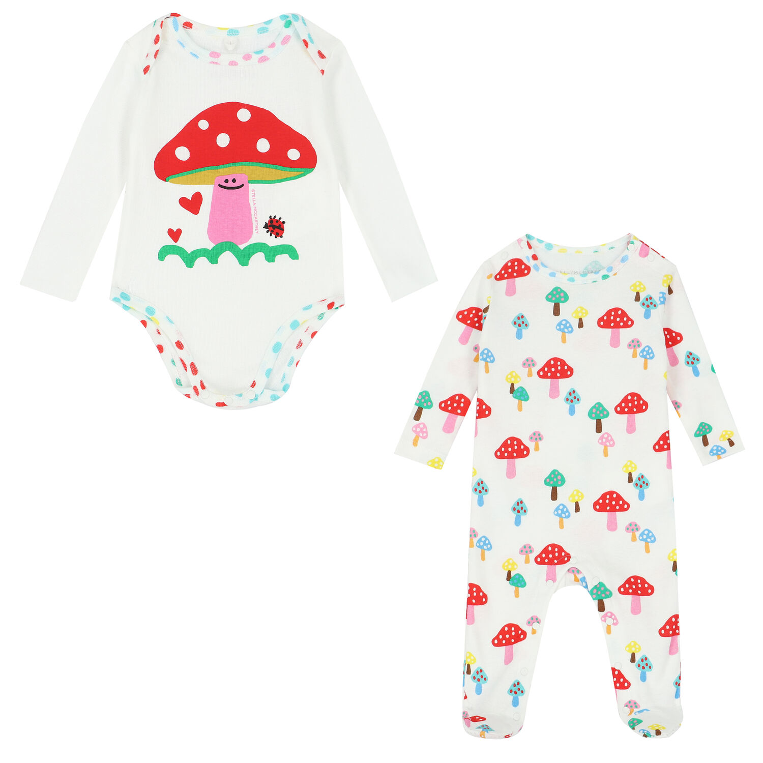Baby Girls Ivory Mushroom Babygrow Set, 1, hi-res