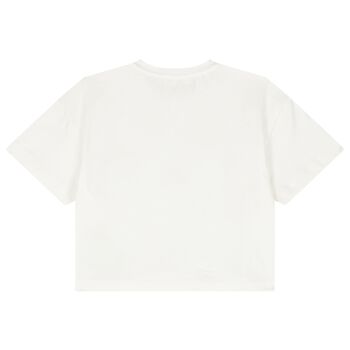 Girls Ivory Embellished Logo T-Shirt