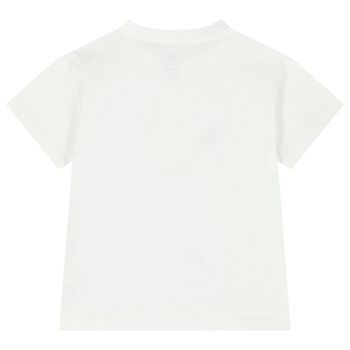 تيشيرت للبنات بشعار دب تيدي باللون الأبيض