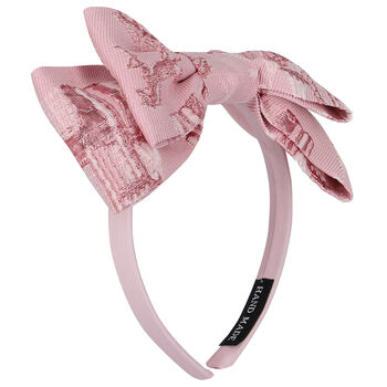 Girls Pink Castle Jacquard Bow Headband