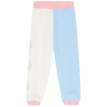 Girls Blue & Ivory Logo Joggers