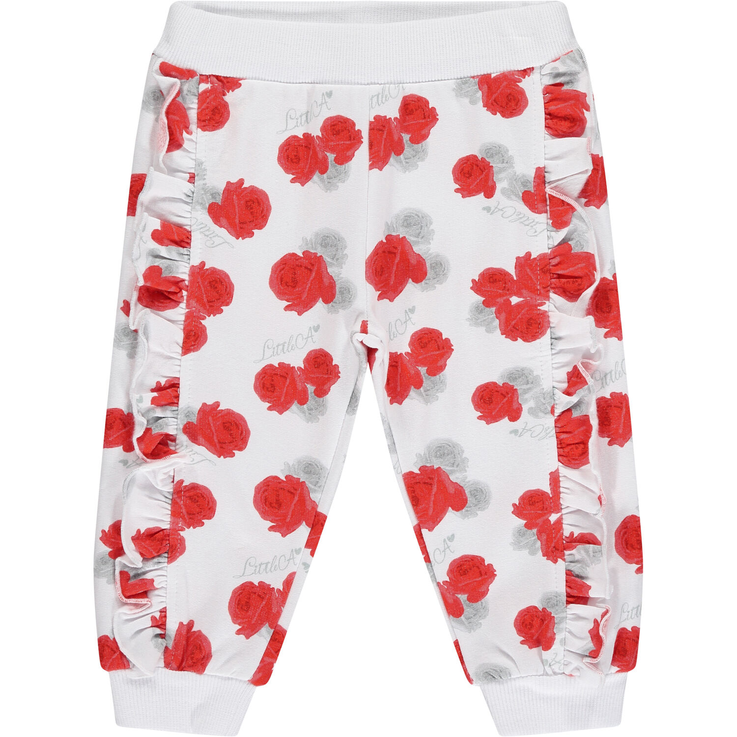 Baby Girls White & Red Roses Tracksuit, 1, hi-res