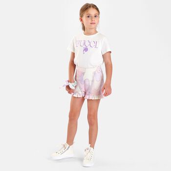 Girls Pink & White Iride Shorts