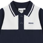 Baby Boys Navy Blue Logo Polo Romper, 1, hi-res