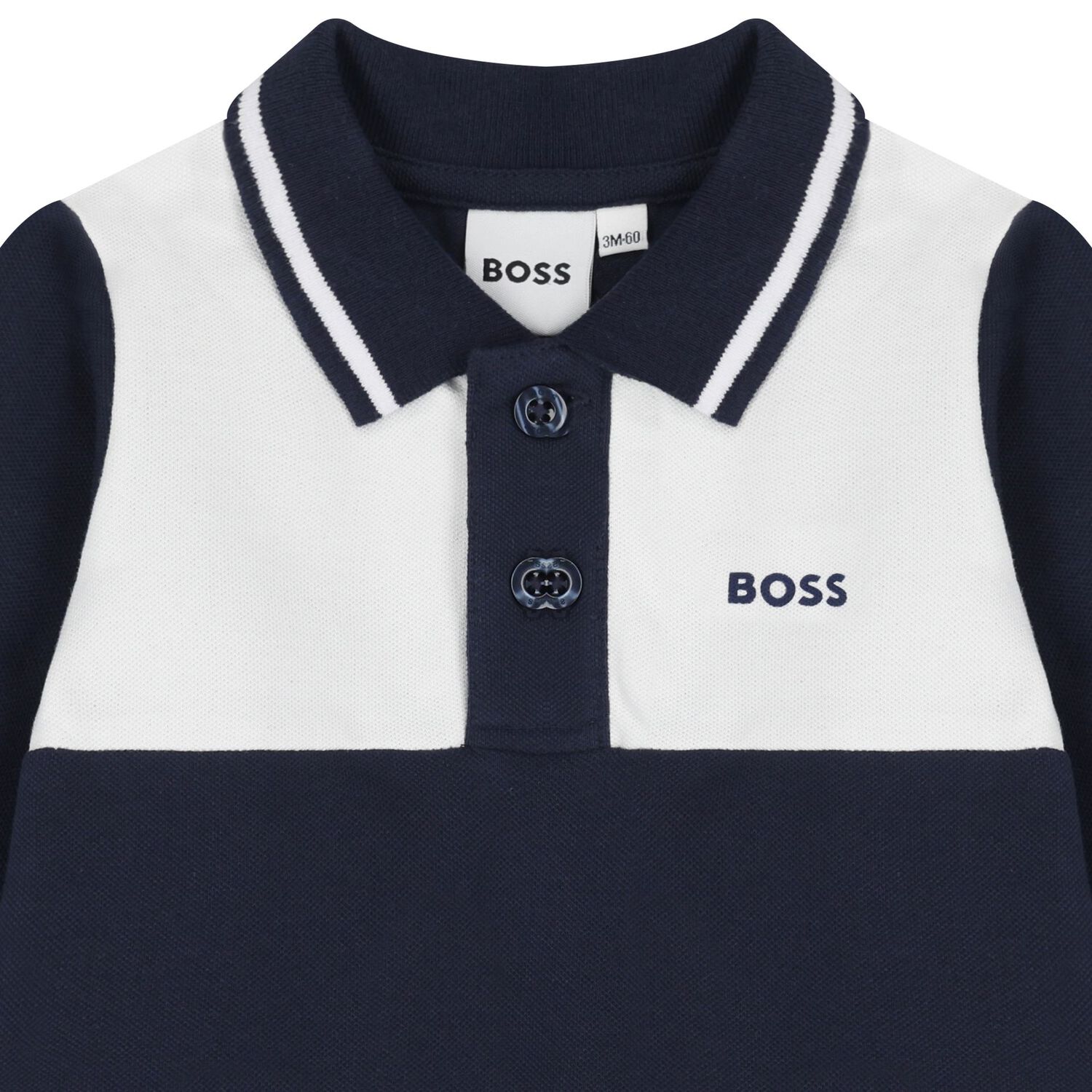 Baby Boys Navy Blue Logo Polo Romper, 1, hi-res