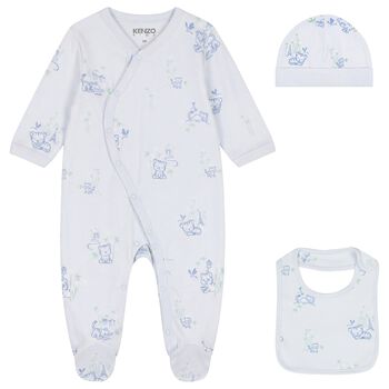 Baby Boys Blue Tiger Babygrow Gift Set