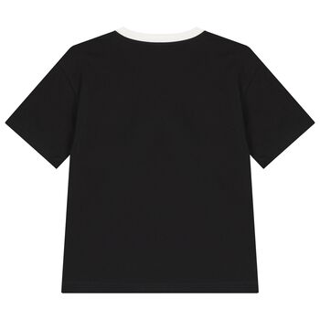 Boys Black & Ivory Tape Cotton Jersey T-Shirt