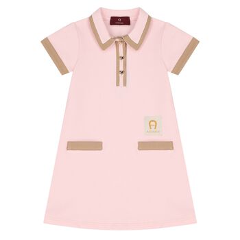Younger Girls Pink Logo Polo Dress