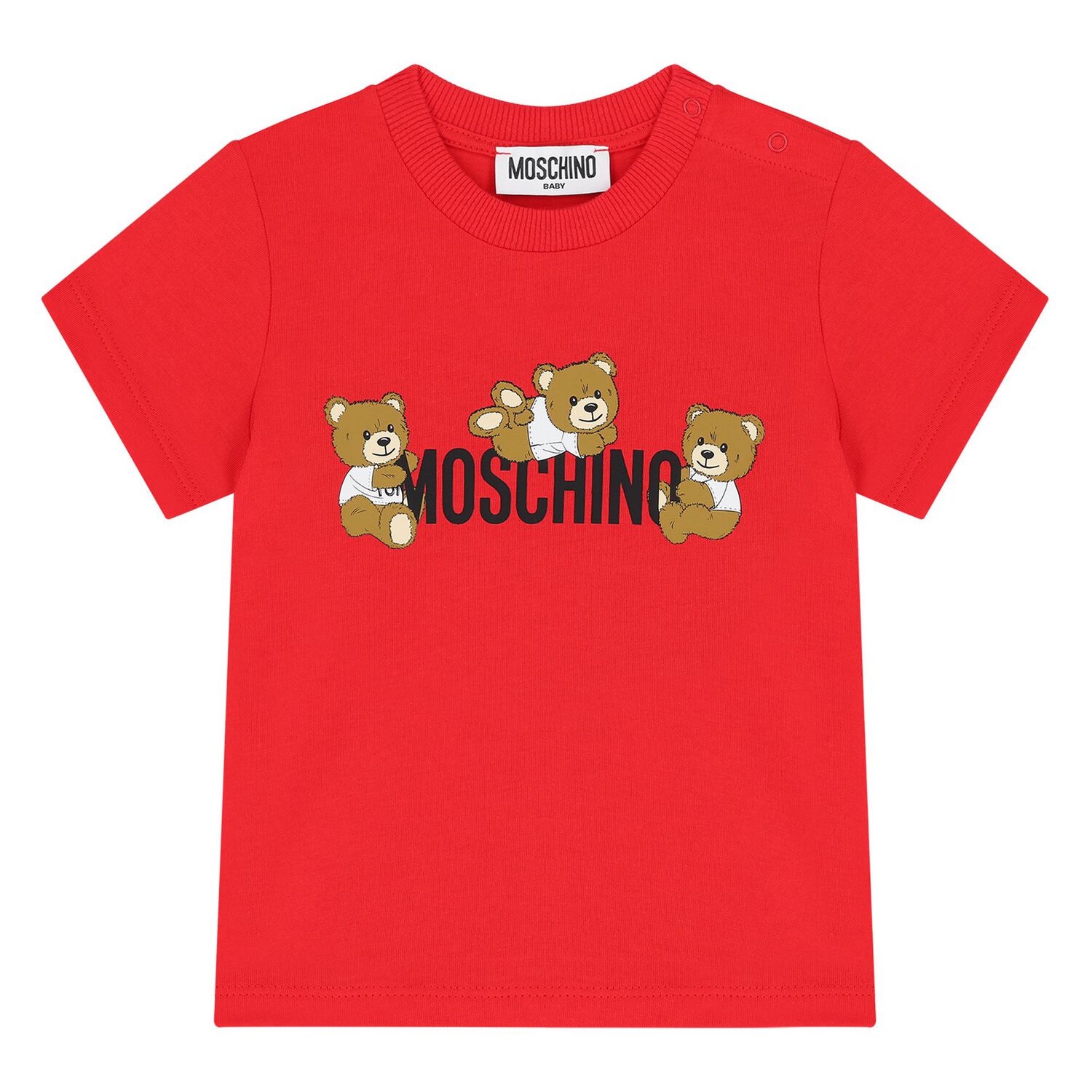 طقم شورت بشعار الدب تيدي باللون الأحمر والأبيض , 6, hi-res