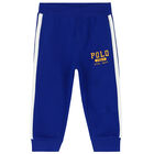 بدلة رياضية بالشعار باللون الأزرق والأبيض للأولاد (3 قطع), 1, hi-res