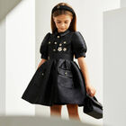 Girls Black Embellished Dress, 1, hi-res