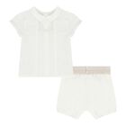 Baby Boys White & Ivory Shorts Set, 2, hi-res