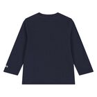 Baby Boys Navy Blue Logo Long Sleeve Top, 3, hi-res