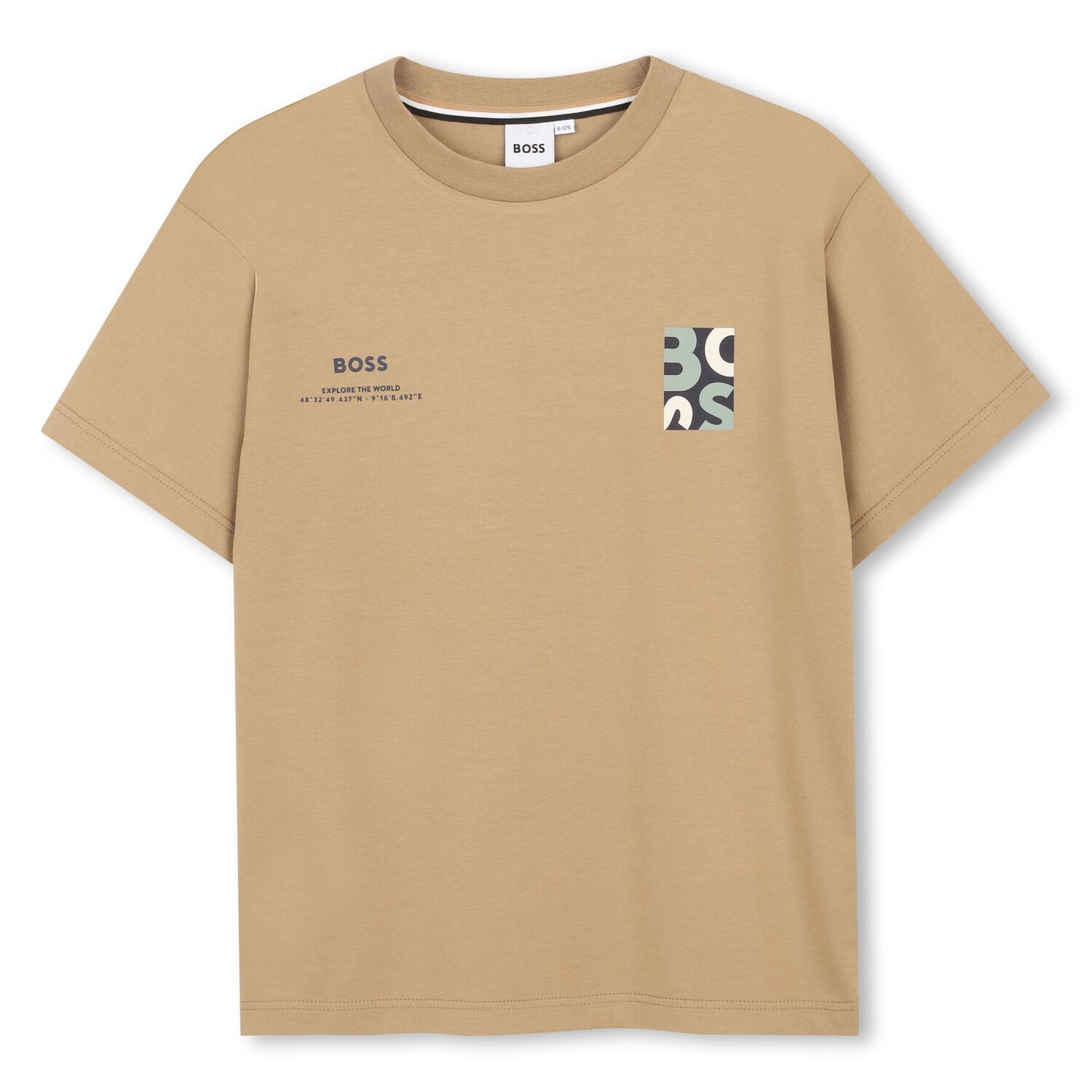Boys Beige Logo T-Shirt, 1, hi-res