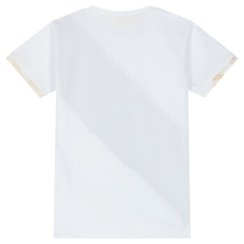 Boys White & Blue Geo Map Logo T-Shirt