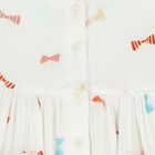 Girls White Embroidered Bow Dress, 1, hi-res