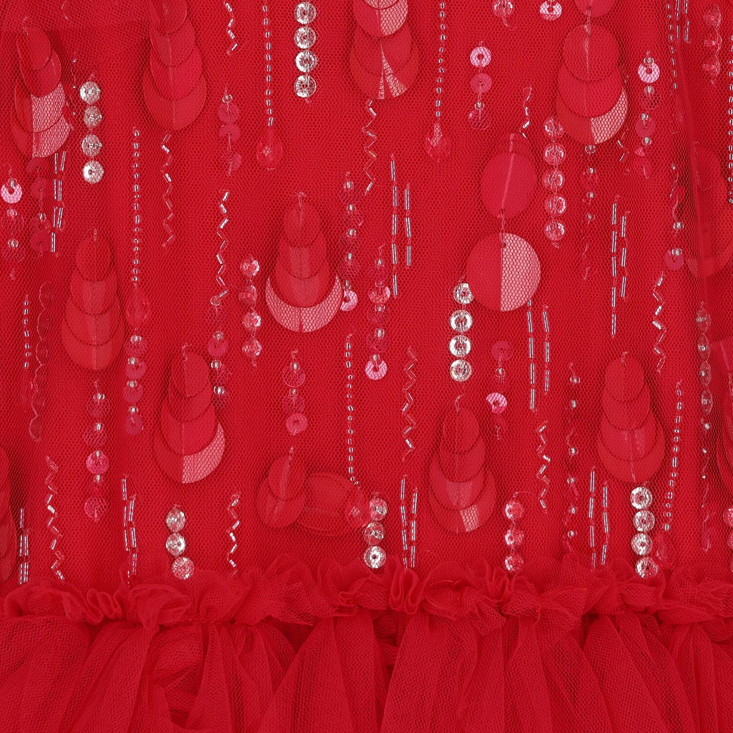 Younger Girls Red Ruffled Tulle Dress Set, 1, hi-res image number null