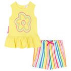 Girls Yellow Sequin Top & Shorts Set, 1, hi-res