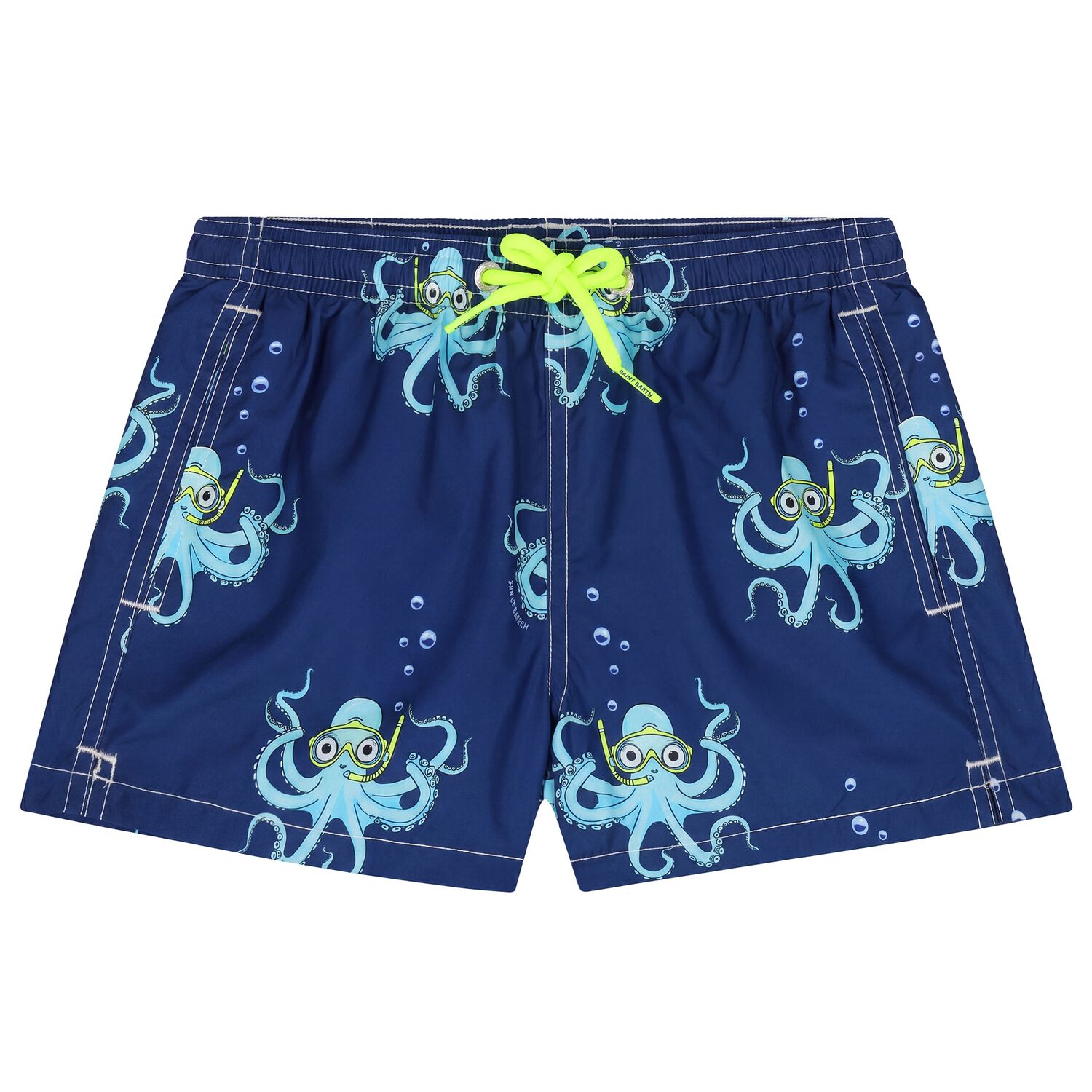 Boys Navy Blue Octopus Swim Shorts, 1, hi-res