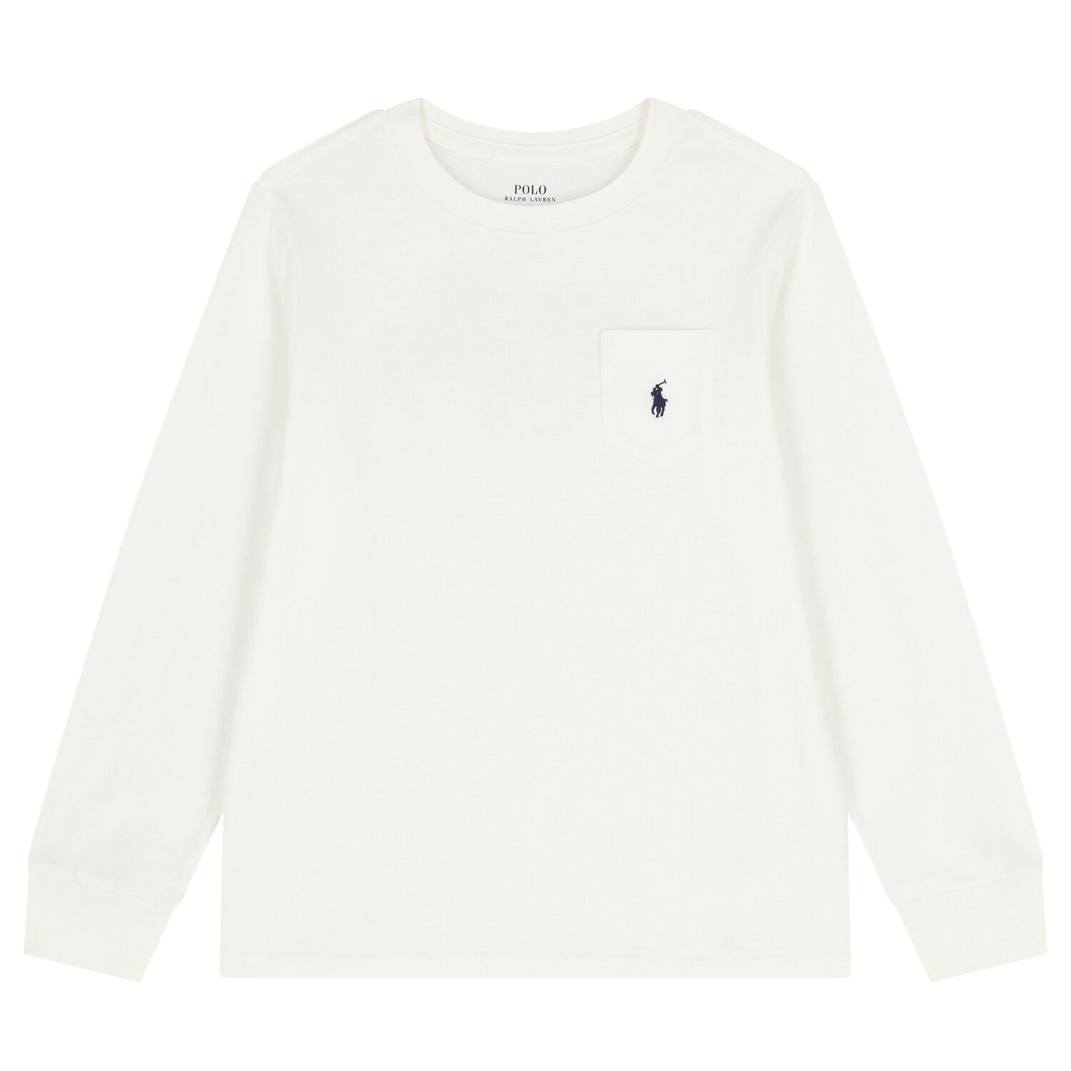 Boys White Logo Long Sleeve Top, 1, hi-res