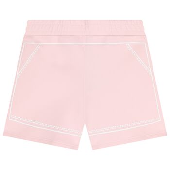 Girls Pink Stitched Print Shorts