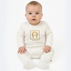 Ivory & Gold Logo Babygrow, 1, hi-res