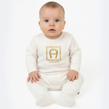 Ivory & Gold Logo Babygrow