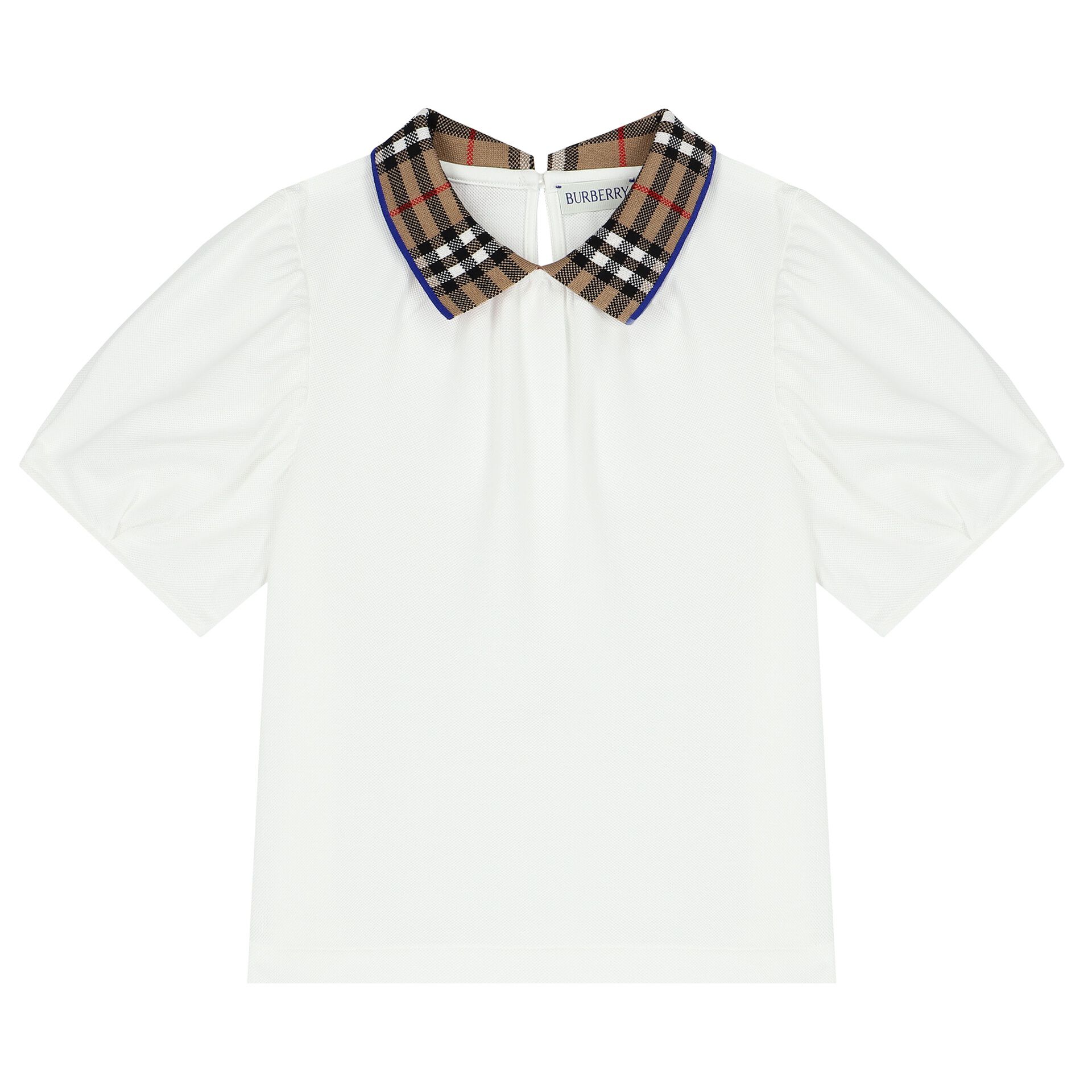 Burberry Girls White Check Polo Shirt Junior Couture UAE