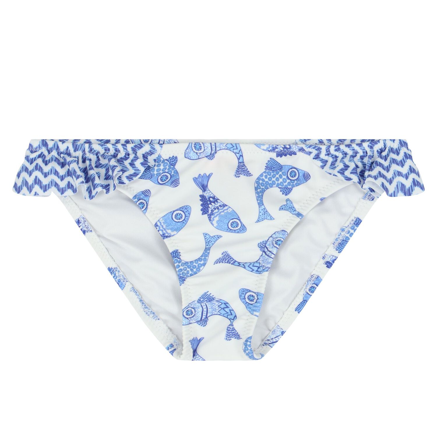 Girls White & Blue Fish Bikini, 1, hi-res image number null