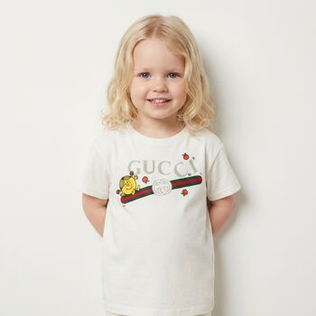 Baby Girls White Web Striped T-Shirt