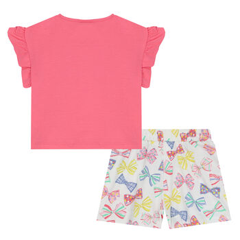 Girls Pink & White Shorts & T-Shirt Set