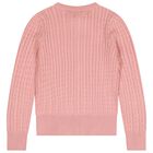 Girls Pink Logo Cable Knit Cardigan , 1, hi-res