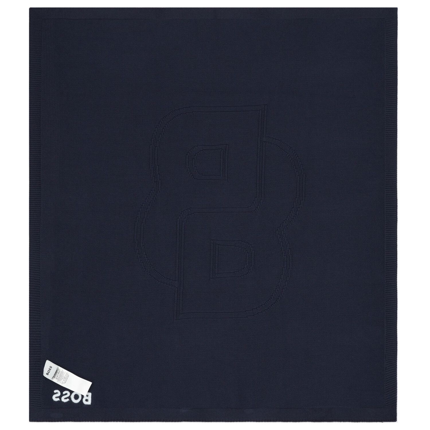 Baby Boys Navy Blue Logo Knit Blanket, 3, hi-res