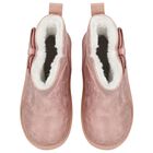 Girls Metallic Pink Faux Leather Bow Boots, 2, hi-res
