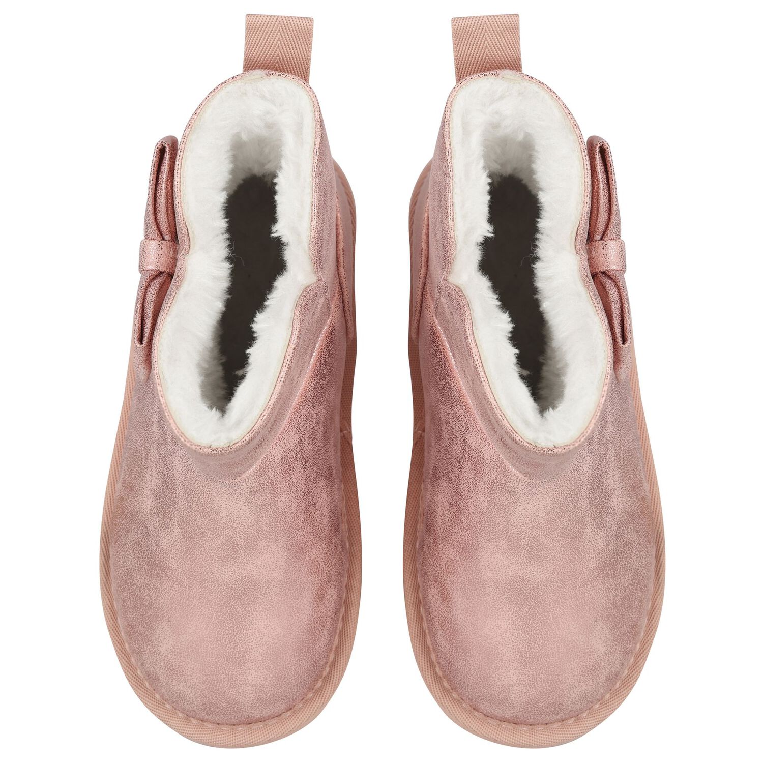 Girls Metallic Pink Faux Leather Bow Boots, 2, hi-res