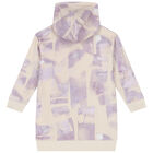 Girls Beige & Purple Logo Hooded Dress, 1, hi-res