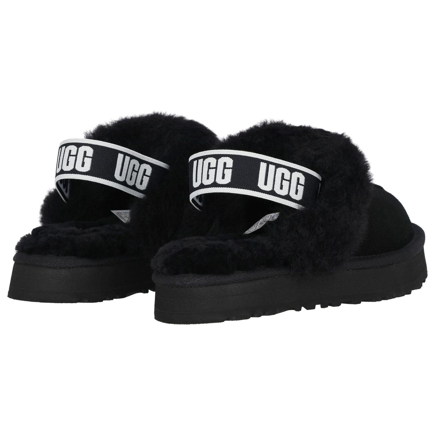 Girls Black Funkette Suede Slippers, 1, hi-res