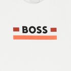 Boys White & Orange Logo Shorts Set, 1, hi-res