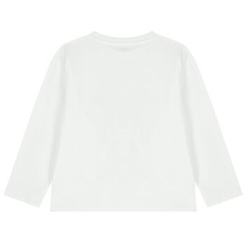 توب باكمام طويله بالشعار بطبعه فيل باللون الابيض 