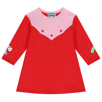 Younger Girls Pink & Red Varsity Logo Dress