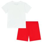 White Teddy Bear Logo Shorts Set, 2, hi-res