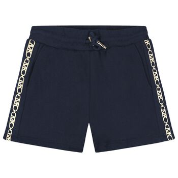Girls Navy Blue Logo Shorts