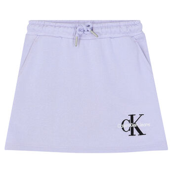 Girls Purple Embroidered Logo Skirt