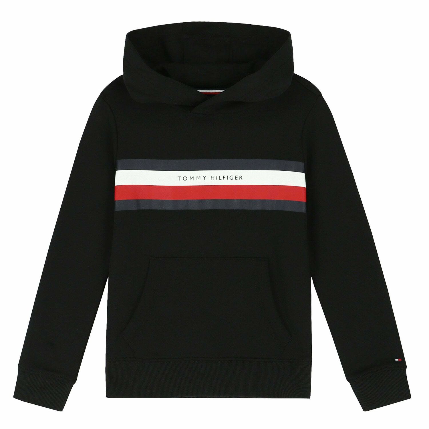 Boys Black Logo Hooded Top, 2, hi-res image number null