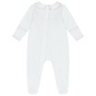 Baby Girls White and Pink Smocked Babygrow, 1, hi-res