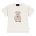 Younger Girls Ivory Teddy Bear Logo T-Shirt, 1, hi-res